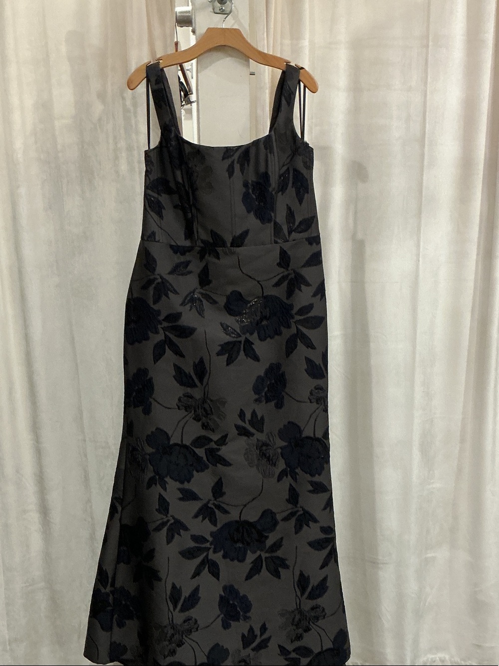 Dessy Collection Black Floral Jacquard Maxi Dress